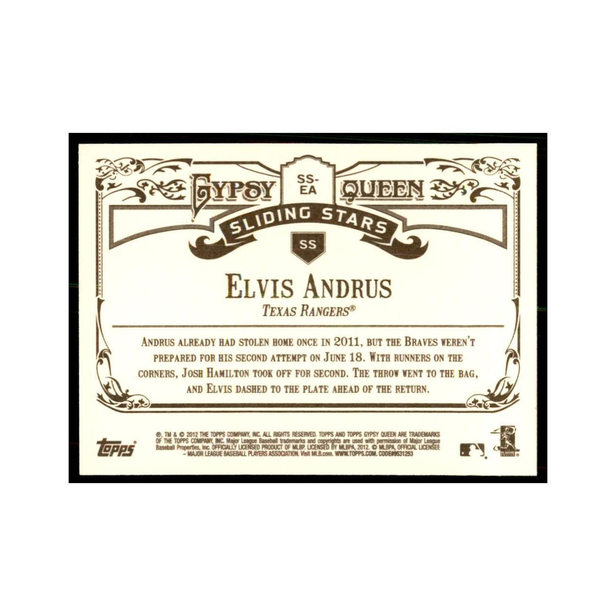 2012 Topps Gypsy Queen Elvis Andrus Baseball Cards #SS-EA
