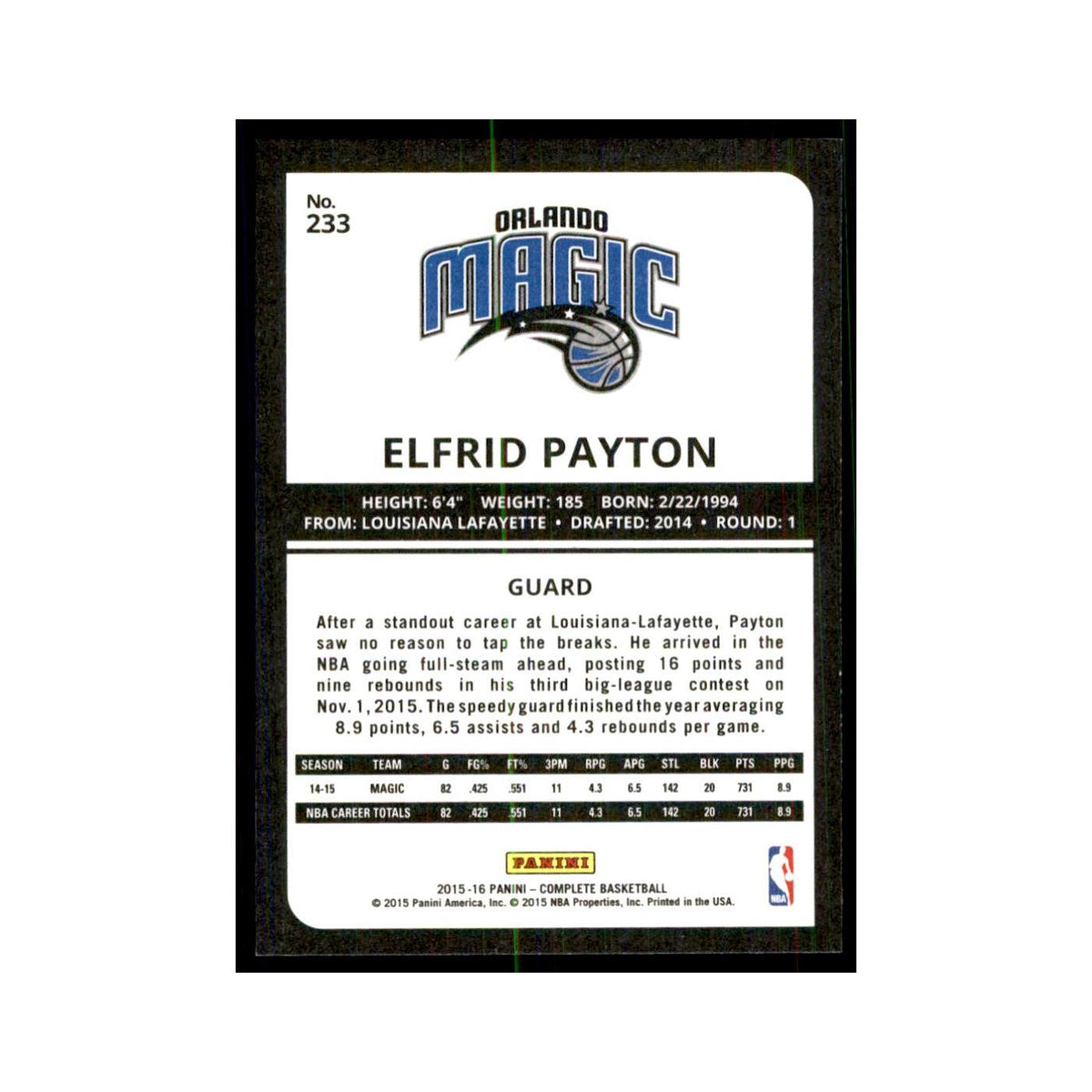 2015 Panini Complete Elfrid Payton Magic #233