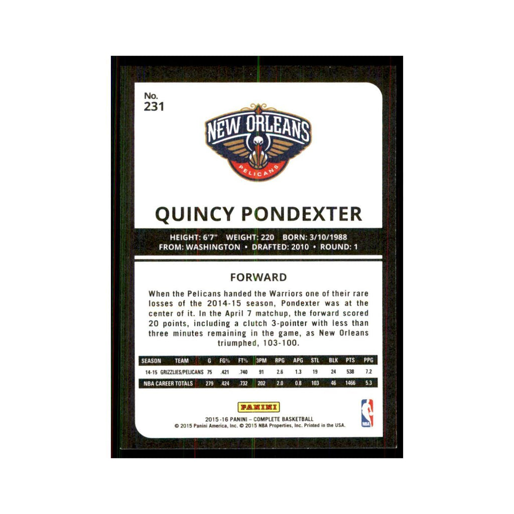 2015 Panini Complete Quincy Pondexter Pelicans #231