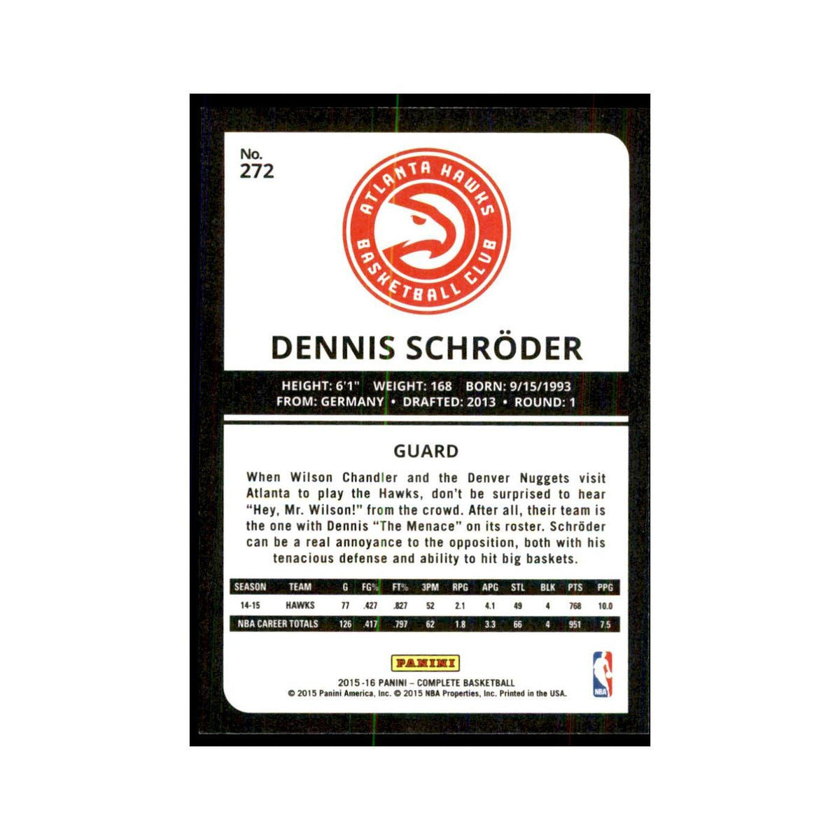 2015 Panini Complete Dennis Schroder Hawks #272