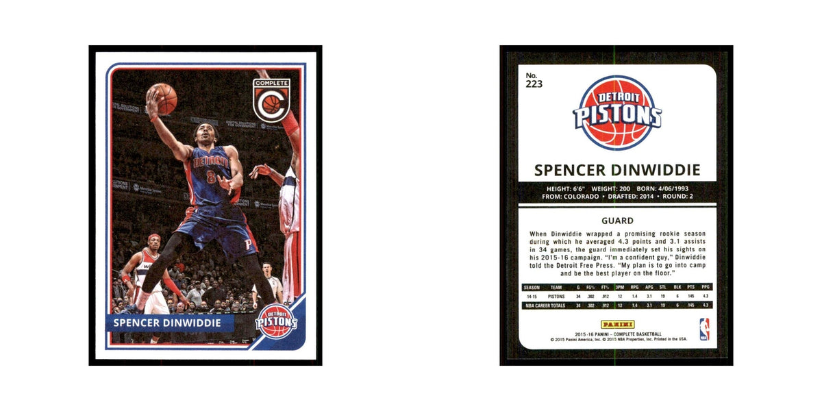 2015 Panini Complete Spencer Dinwiddie Pistons #223