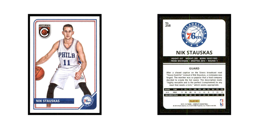 2015 Panini Complete Nik Stauskas 76ers #258