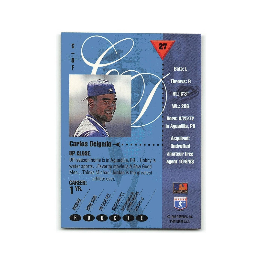 Carlos Delgado 1994 Studio #27 Toronto Blue Jays Baseball Card NM
