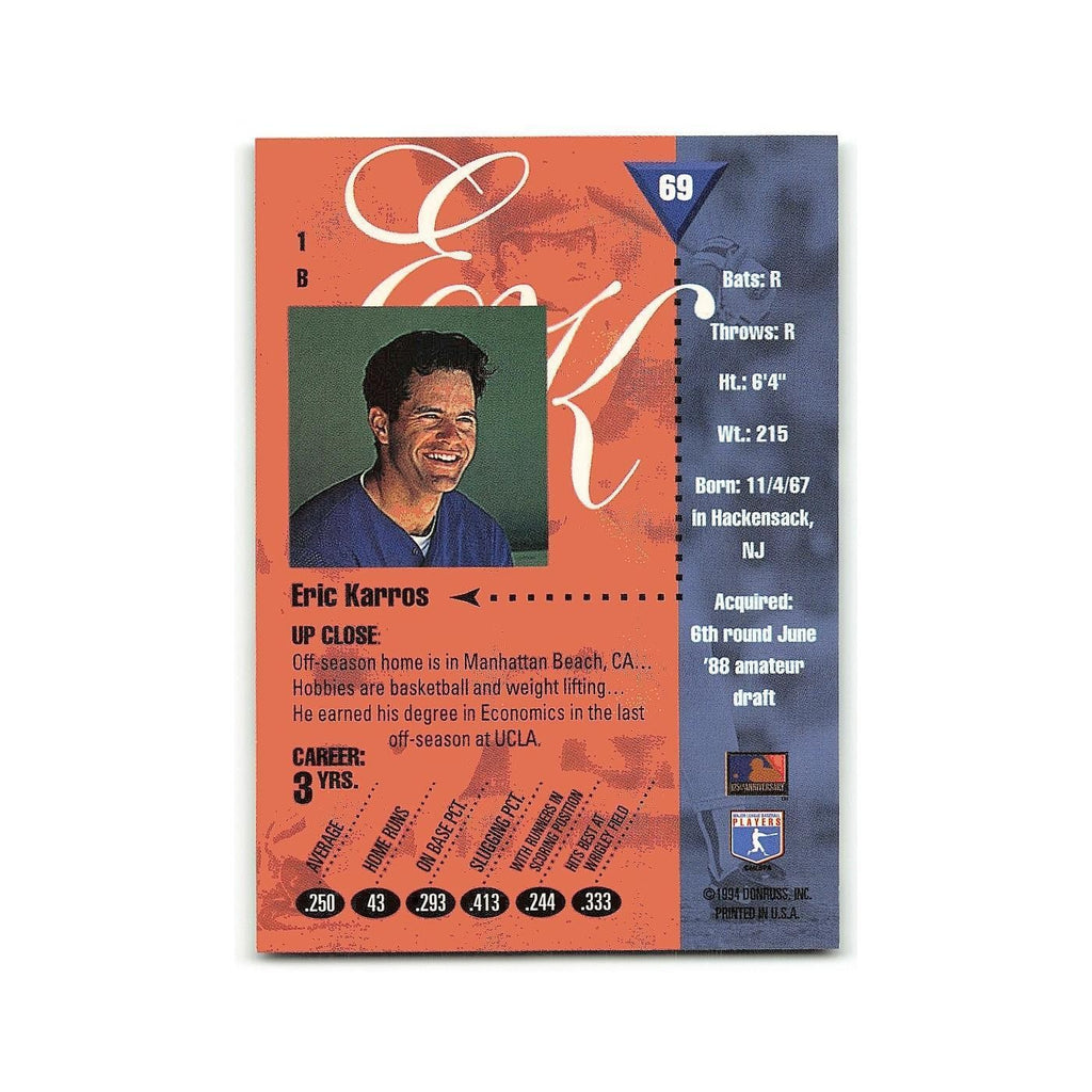 Eric Karros 1994 Studio #69 Los Angeles Dodgers Baseball Card NM