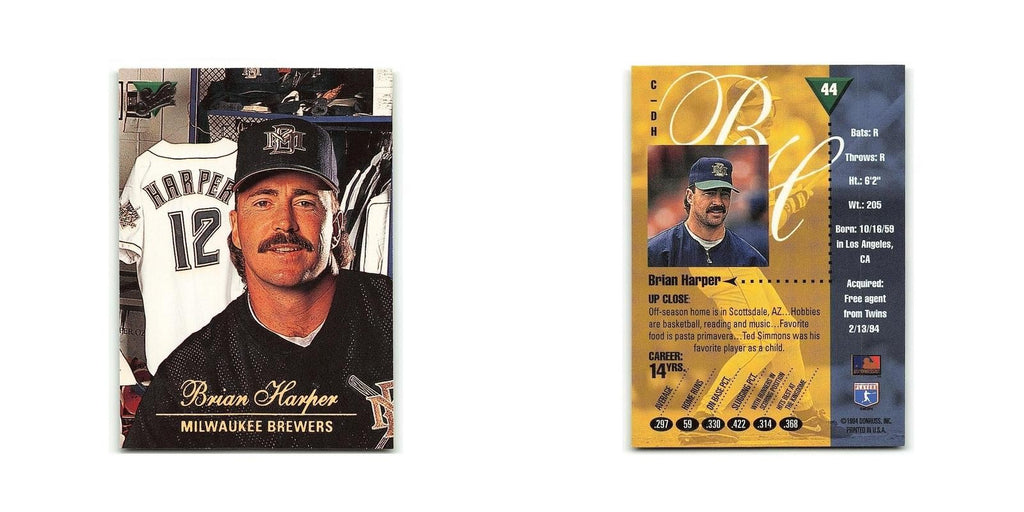 Brian Harper 1994 Studio #44 Milwaukee Brewers Baseball Card NM
