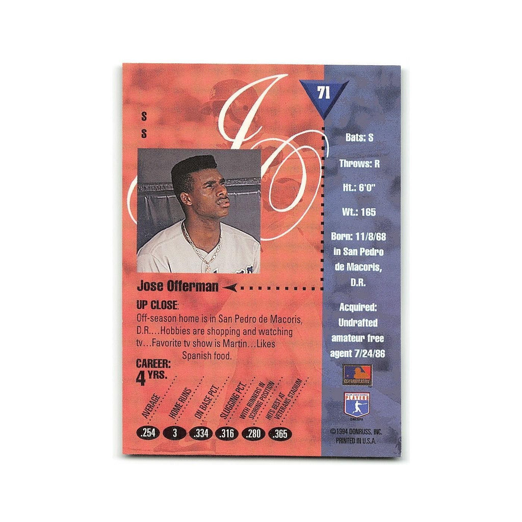 Jose Offerman 1994 Studio #71 Los Angeles Dodgers Baseball Card NM