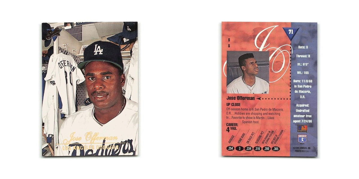 Jose Offerman 1994 Studio #71 Los Angeles Dodgers Baseball Card NM