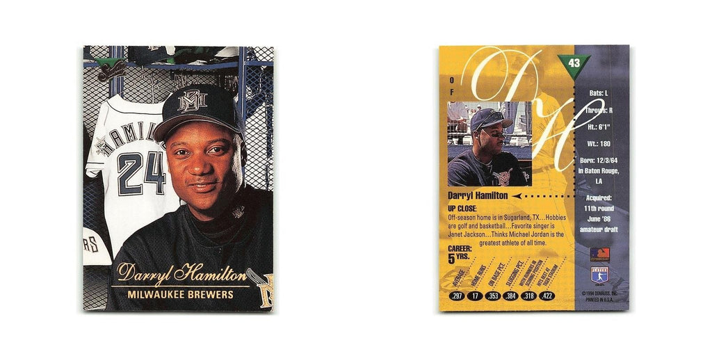 Darryl Hamilton 1994 Studio #43 Milwaukee Brewers Baseball Card NM