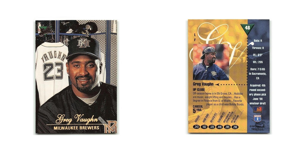 Greg Vaughn 1994 Studio #48 Milwaukee Brewers Baseball Card NM