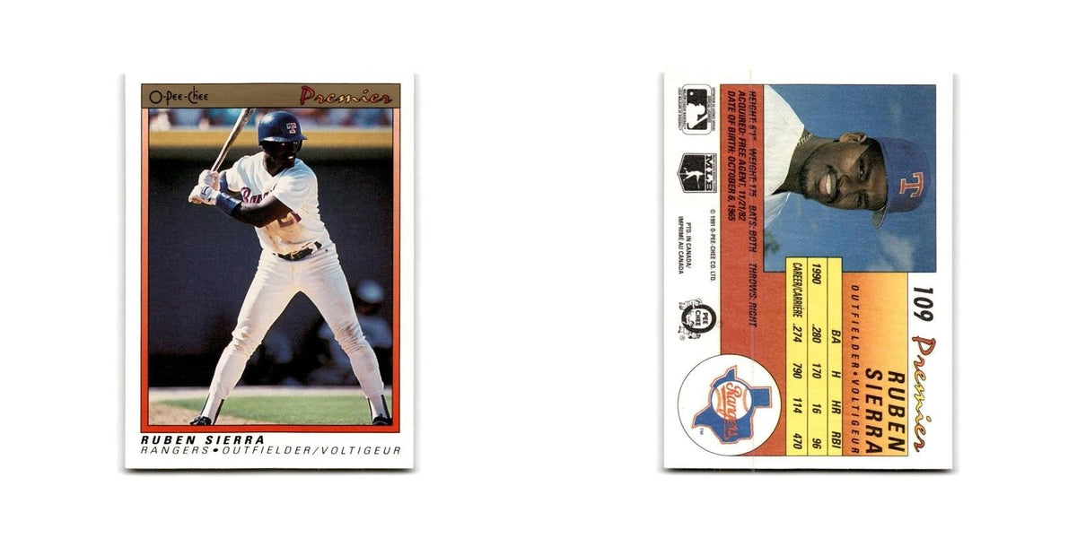 1991 O-Pee-Chee Premier Ruben Sierra Rangers #109