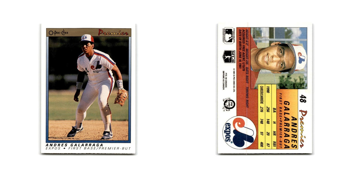 1991 O-Pee-Chee Premier Andres Galarraga Montreal Expos #48