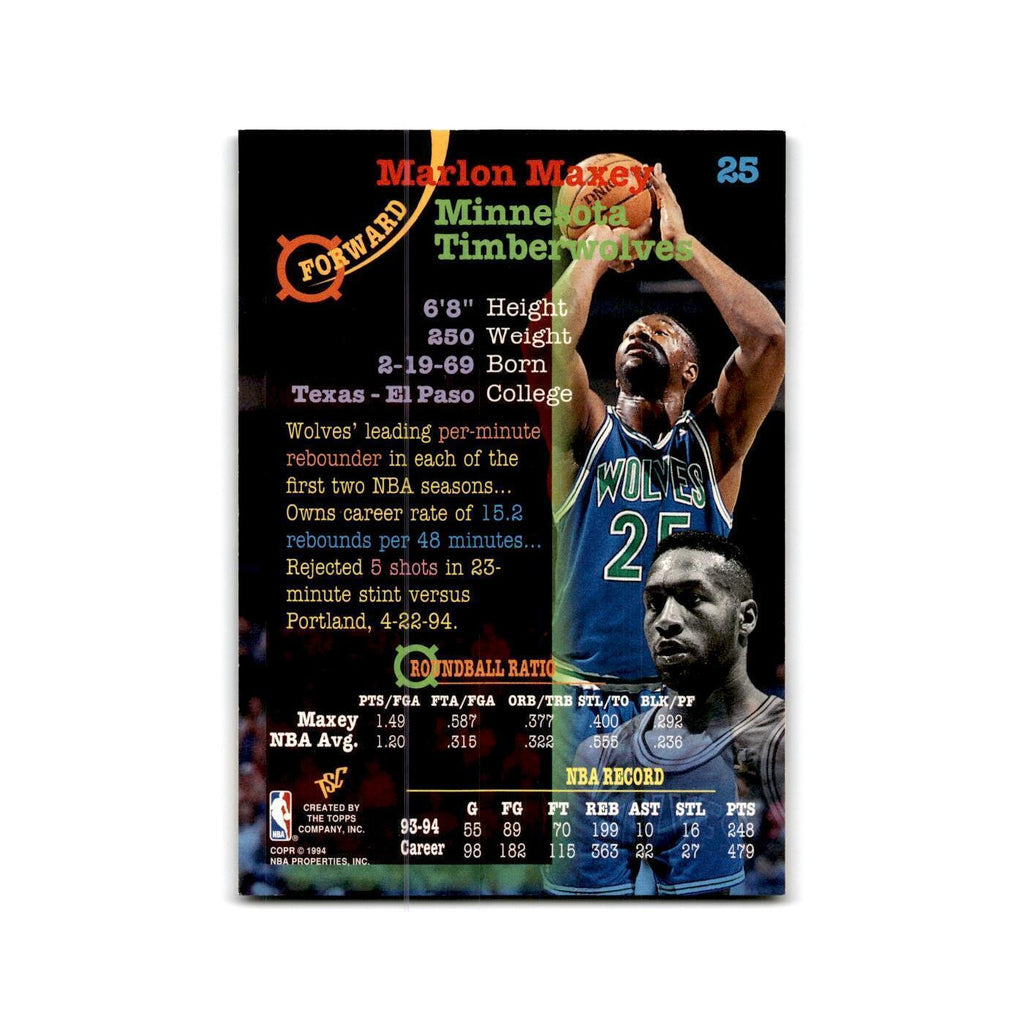 1994 Topps Stadium Club Marlon Maxey Timberwolves #25