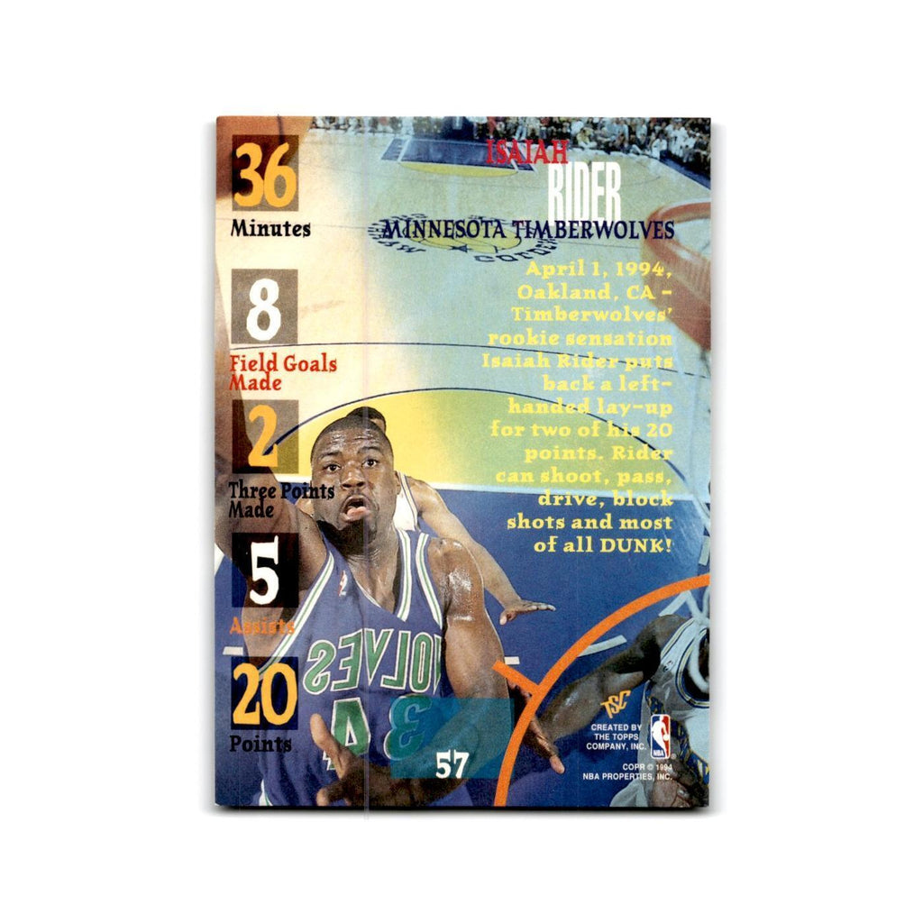 1994 Topps Stadium Club Isaiah Rider Timberwolves #36