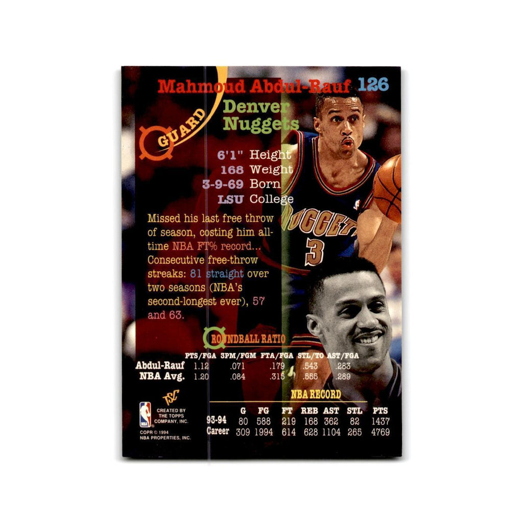 1994 Topps Stadium Club Mahmoud Abdul-Rauf Nuggets #126