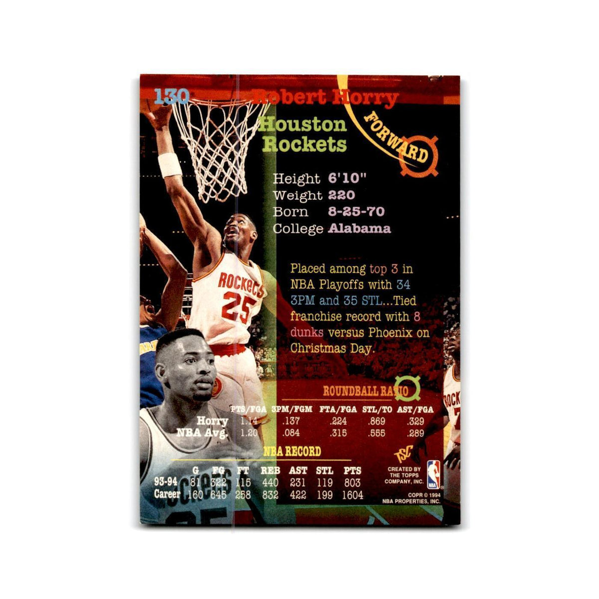 1994 Topps Stadium Club Robert Horry Rockets #130