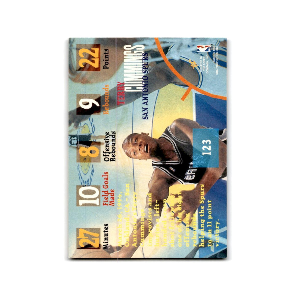 1994 Topps Stadium Club Terry Cummings Spurs #123