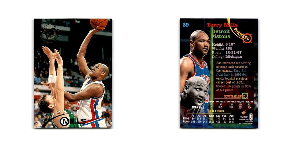 1994 Topps Stadium Club Terry Mills Pistons #29