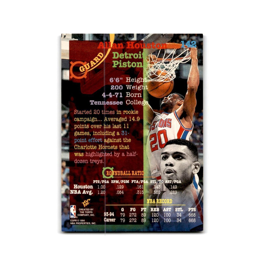 1994 Topps Stadium Club Allan Houston Pistons #142