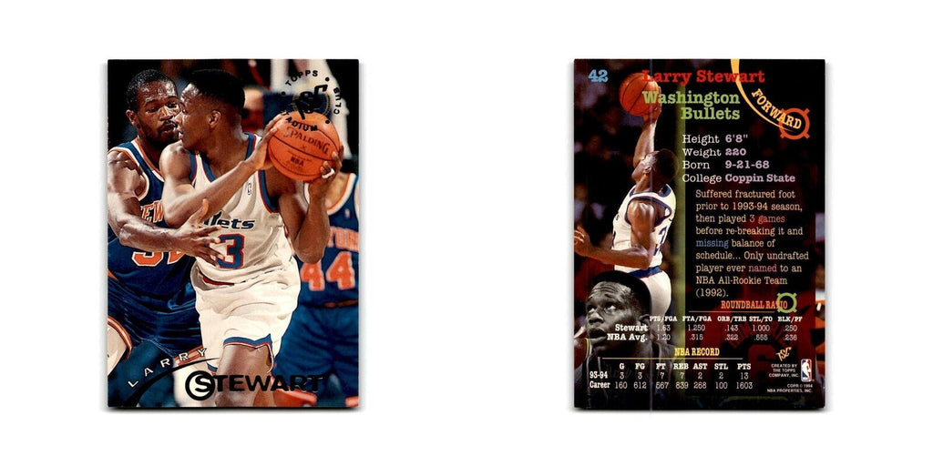 1994 Topps Stadium Club Larry Stewart Washington Bullets #42