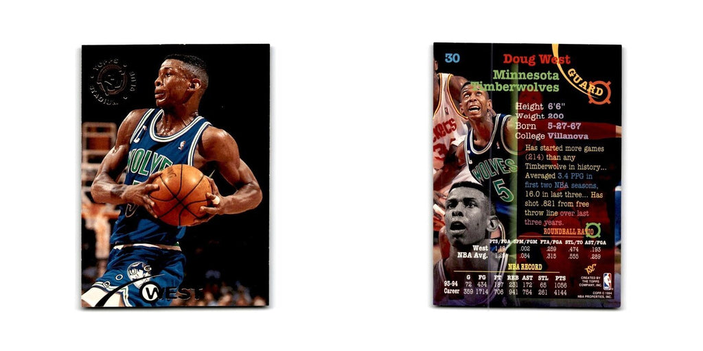 1994 Topps Stadium Club Doug West Timberwolves #30