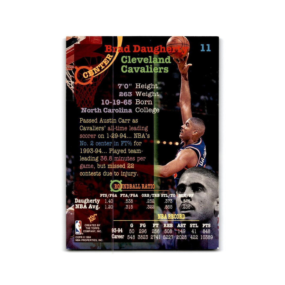 1994 Topps Stadium Club Brad Daugherty Cavaliers #11