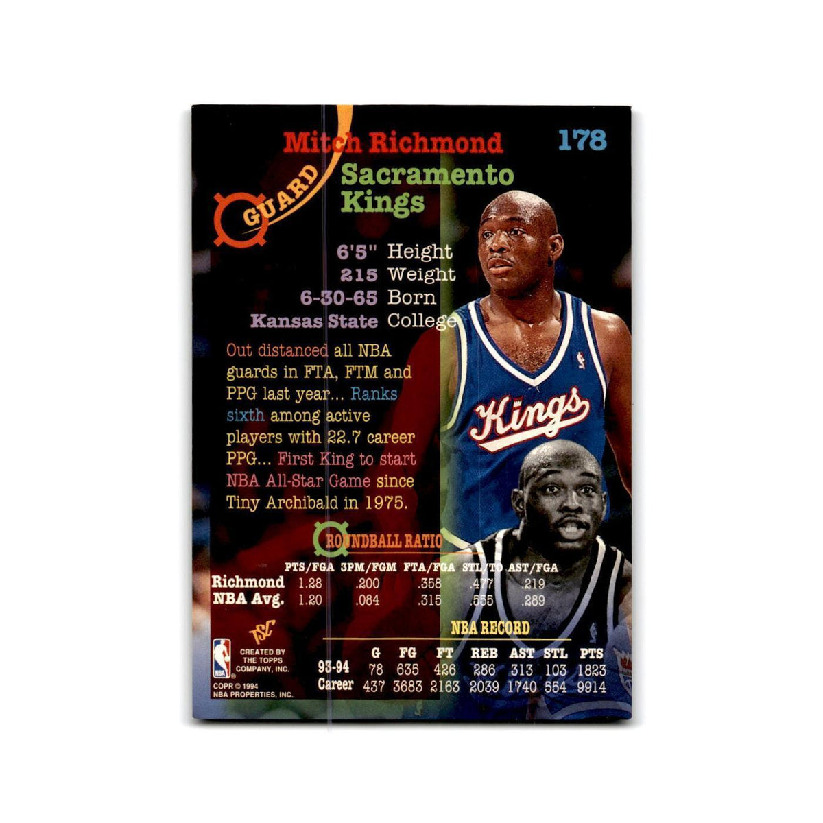 1994 Topps Stadium Club Mitch Richmond Kings #178