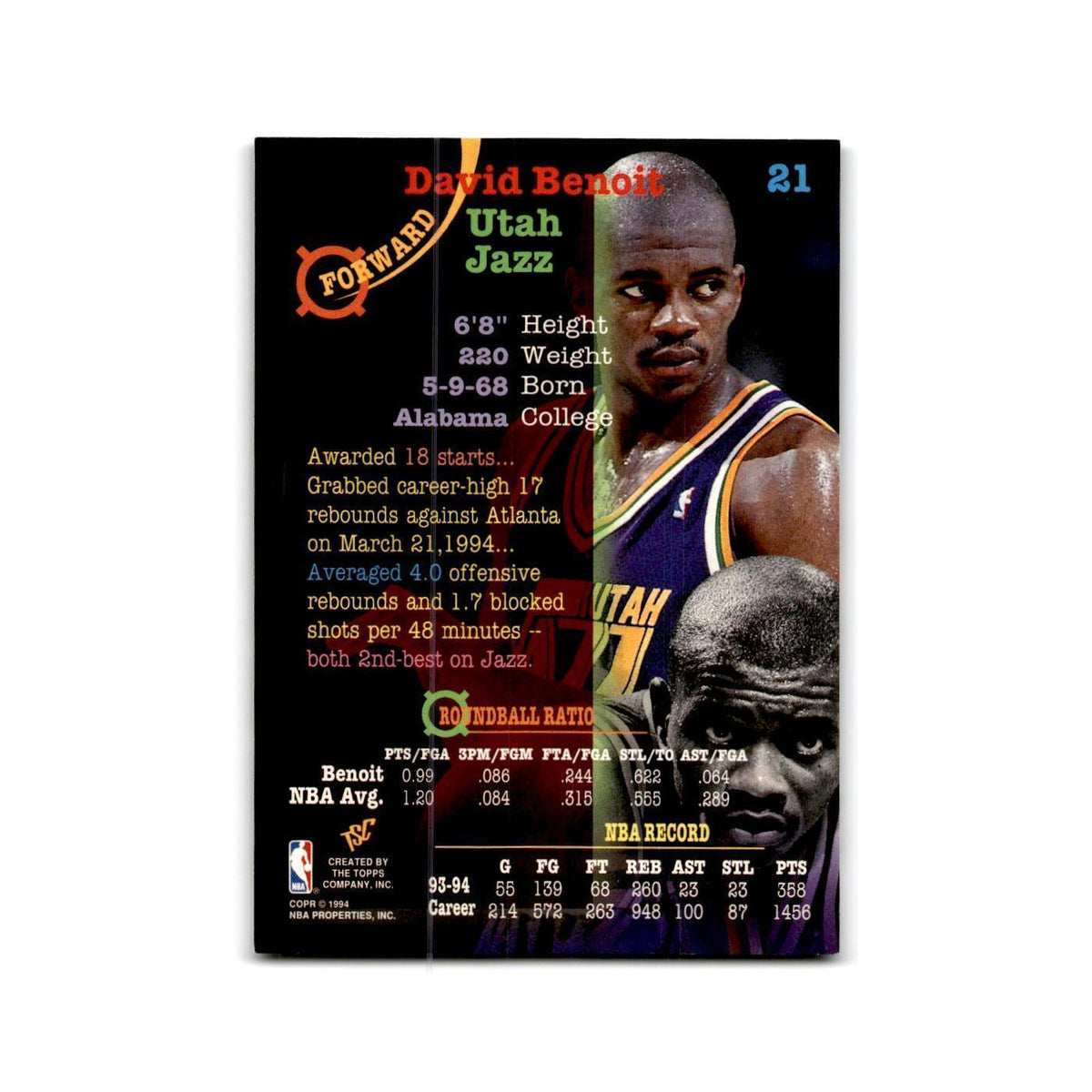 1994 Topps Stadium Club David Benoit Jazz #21