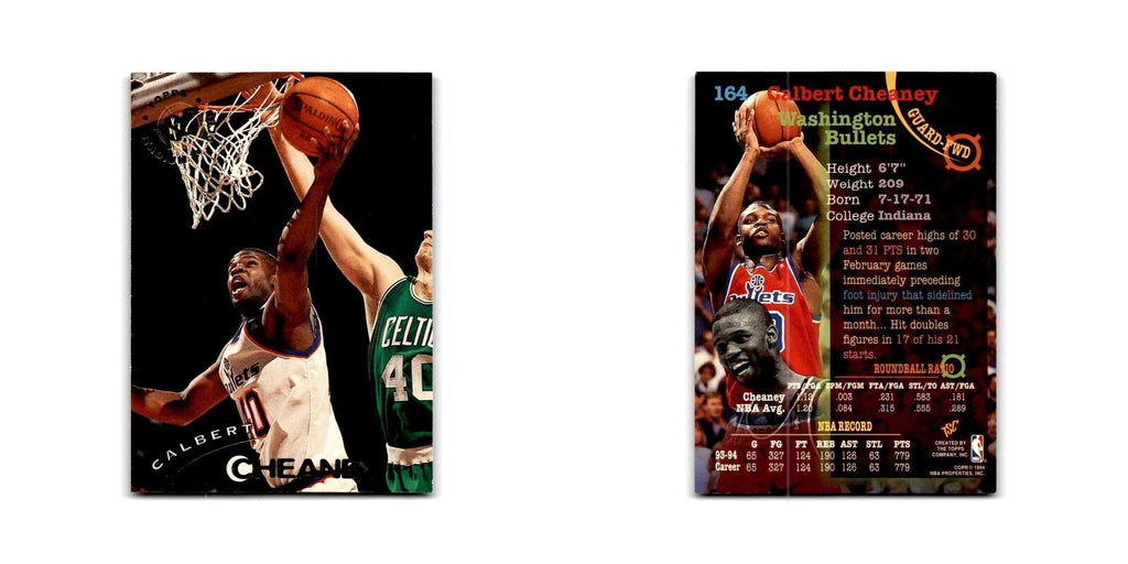1994 Topps Stadium Club Calbert Cheaney Washington Bullets #164