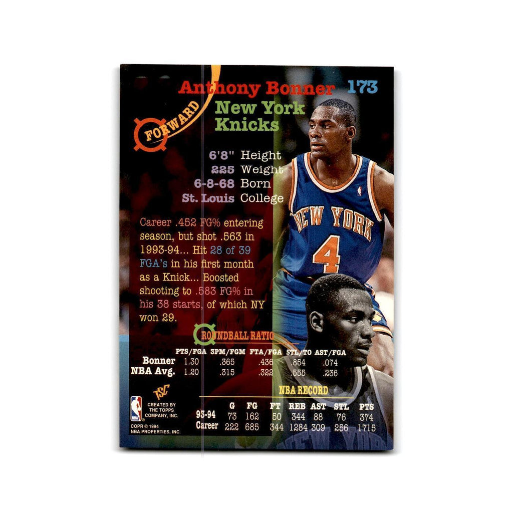 1994 Topps Stadium Club Anthony Bonner Knicks #173