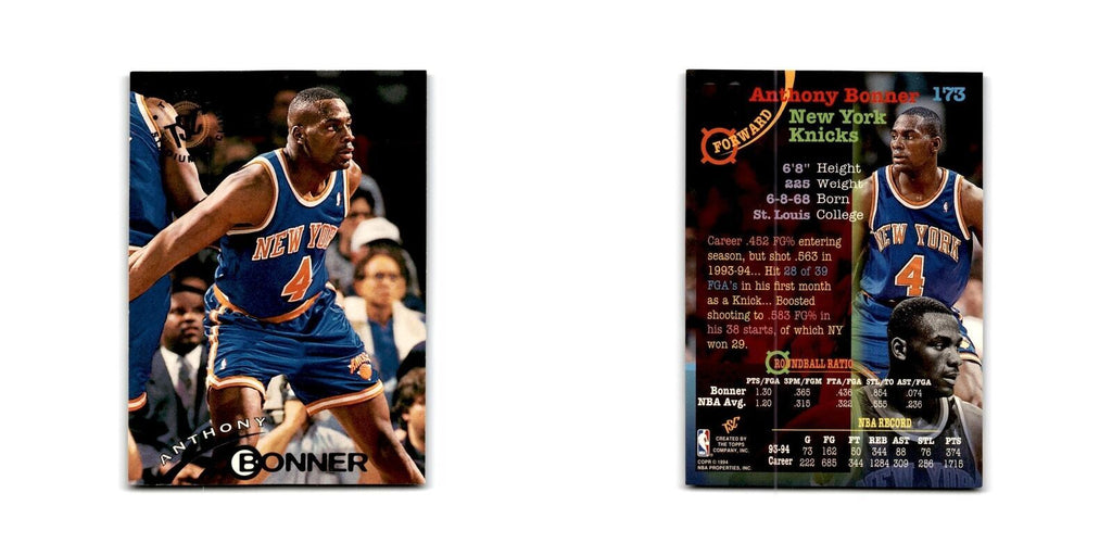 1994 Topps Stadium Club Anthony Bonner Knicks #173