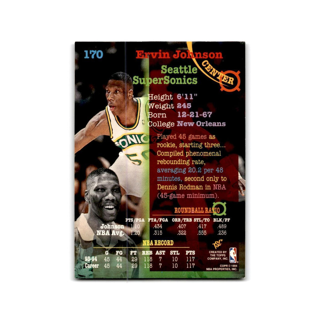 1994 Topps Stadium Club Ervin Johnson Seattle SuperSonics #170
