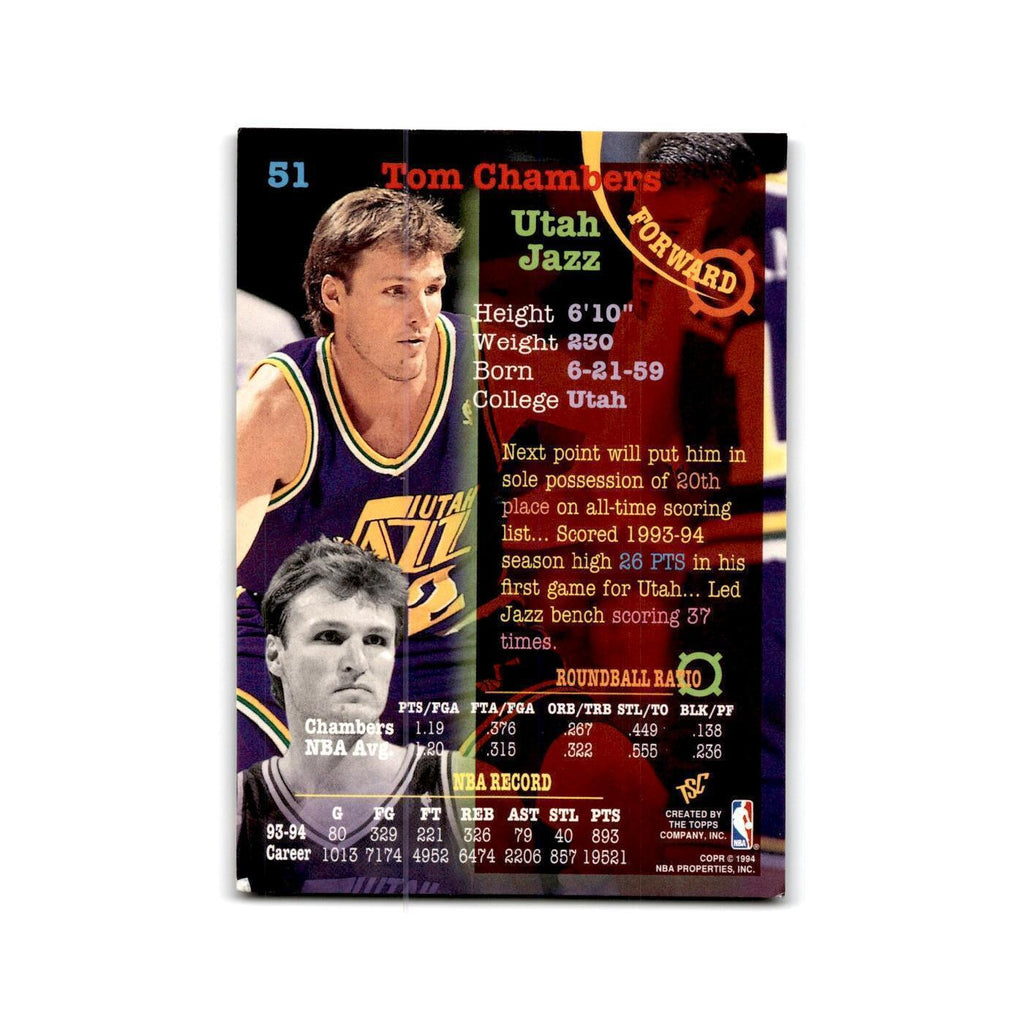 1994 Topps Stadium Club Tom Chambers Jazz #51