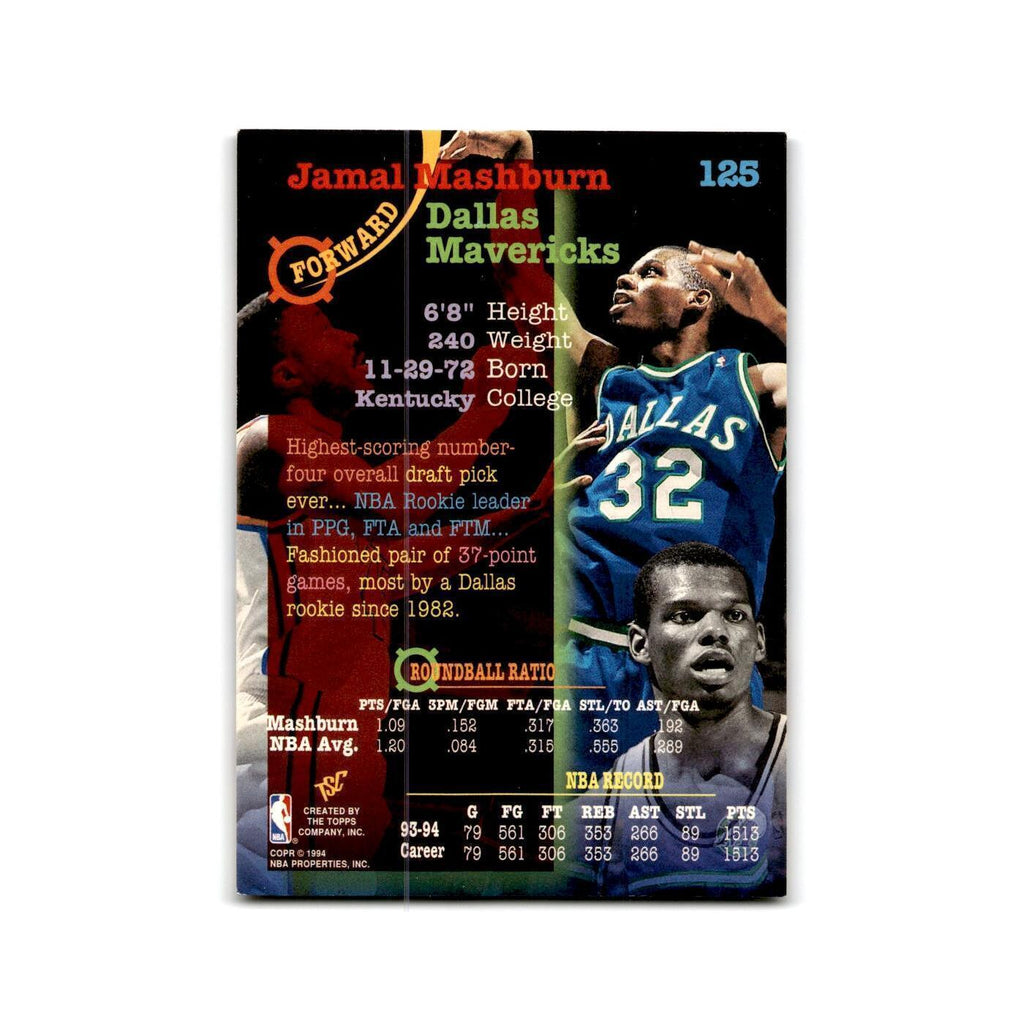1994 Topps Stadium Club Jamal Mashburn Mavericks #125