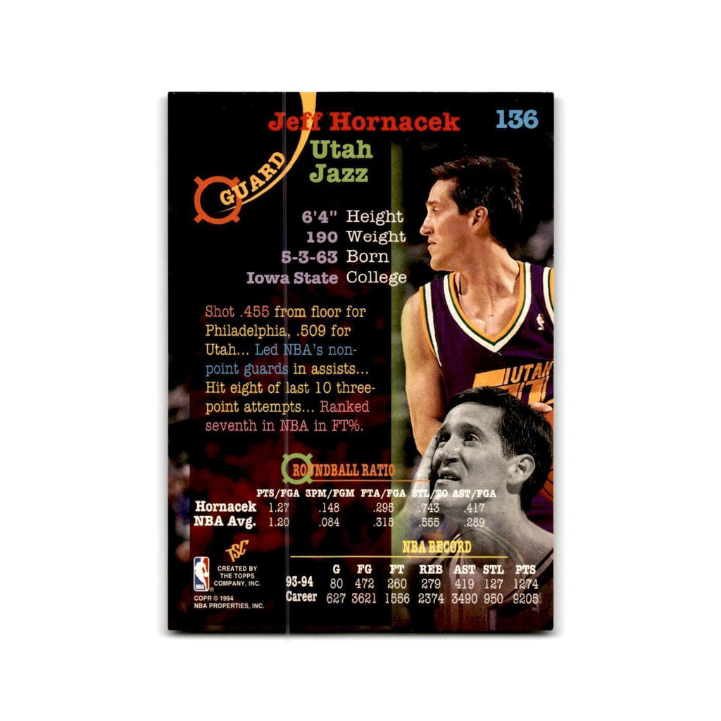 1994 Topps Stadium Club Jeff Hornacek Jazz #136