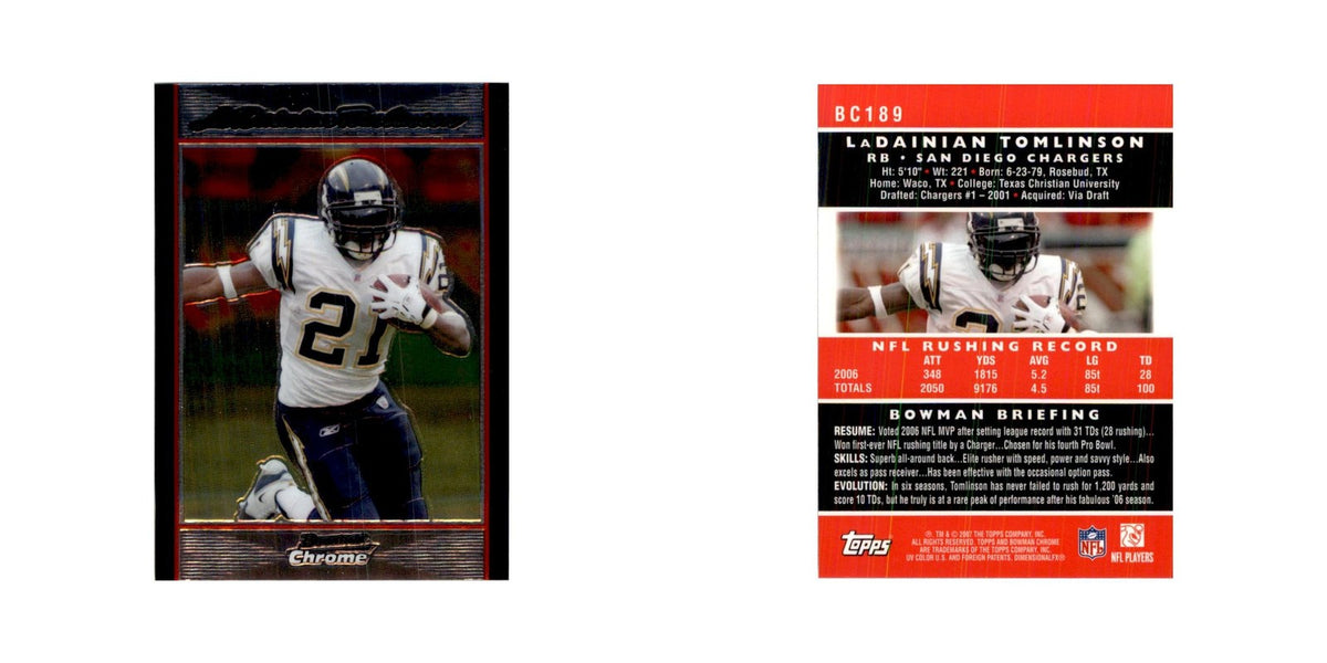 2007 Bowman Chrome LaDainian Tomlinson Football Cards #BC189