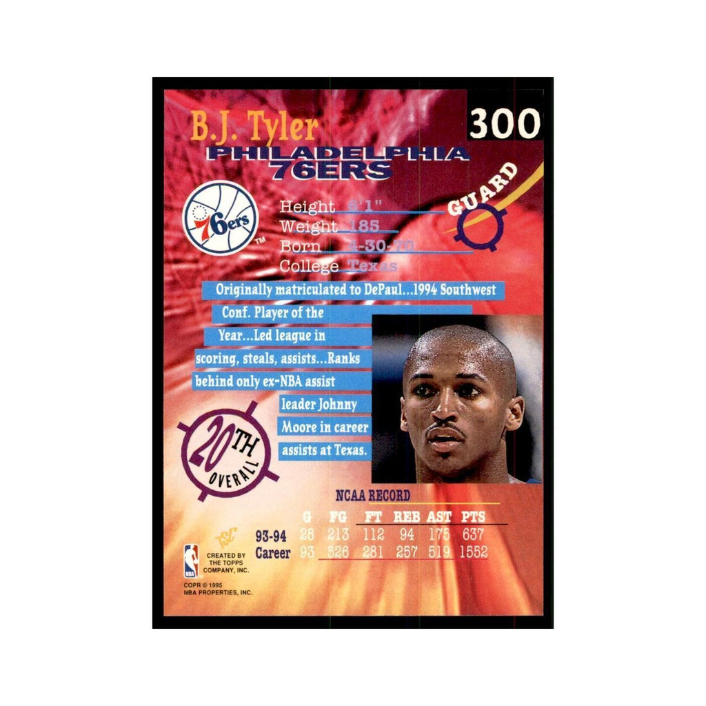 1994 Stadium Club B.J. Tyler Basketball Cards #300