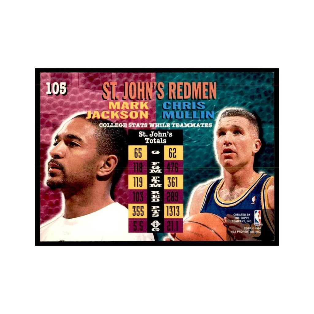 1994 Stadium Club Mark Jackson/Chris Mullin Basketball Cards #105