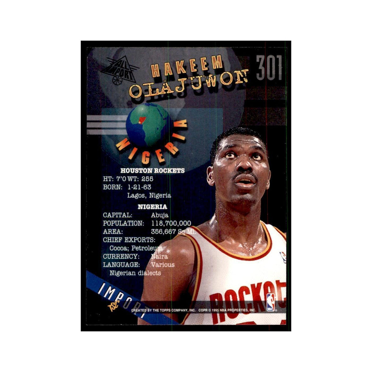 1994 Stadium Club Hakeem Olajuwon Basketball Cards #301