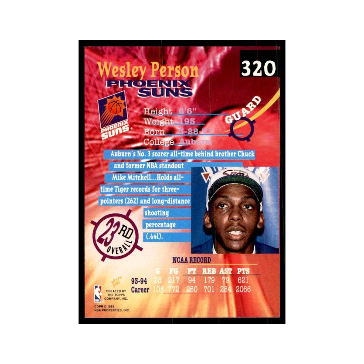 1994 Stadium Club Wesley Person Basketball Cards #320