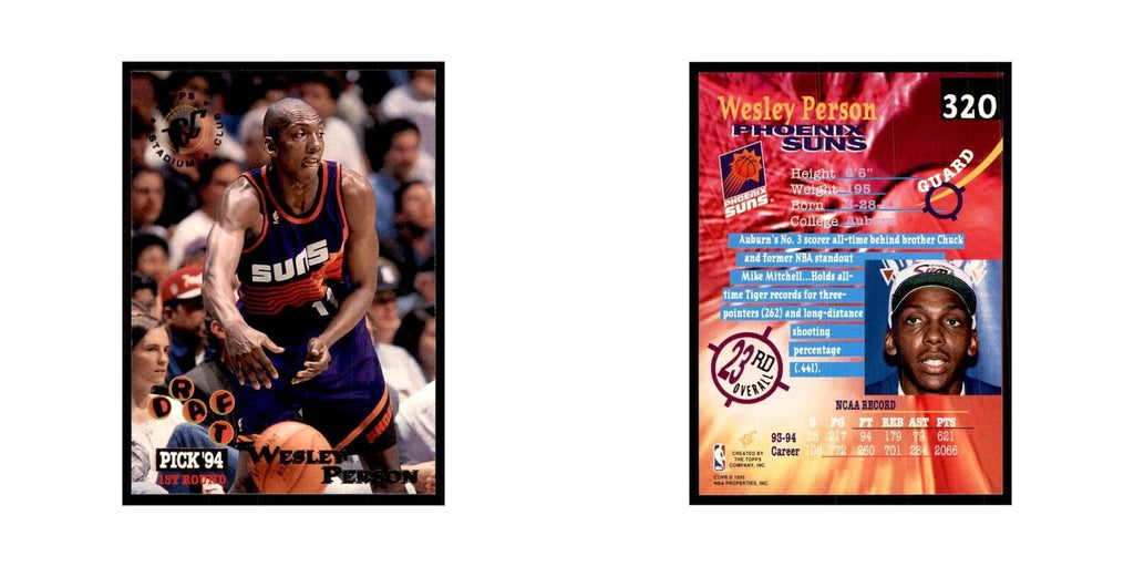 1994 Stadium Club Wesley Person Basketball Cards #320