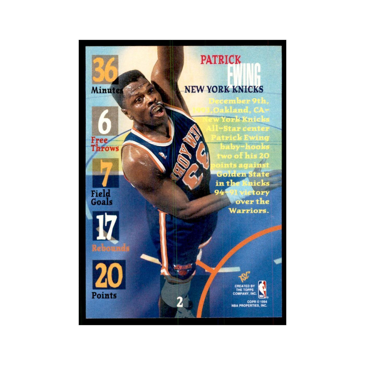 1994 Stadium Club Patrick Ewing Basketball Cards #2