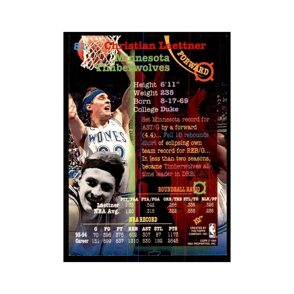 1994 Stadium Club Christian Laettner Basketball Cards #81