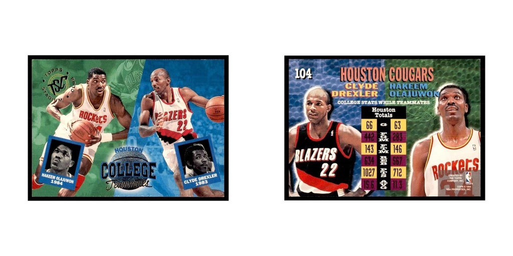 1994 Stadium Club Hakeem Olajuwon/Clyde Drexler Basketball Cards #104