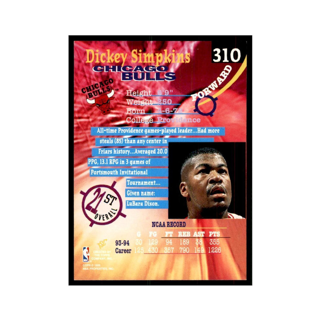 1994 Stadium Club Dickey Simpkins Basketball Cards #310