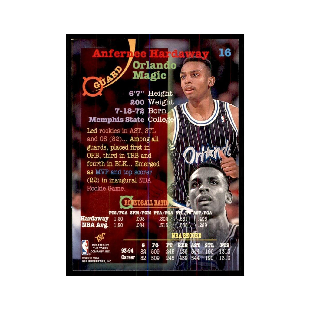 1994 Stadium Club Anfernee Hardaway Basketball Cards #16