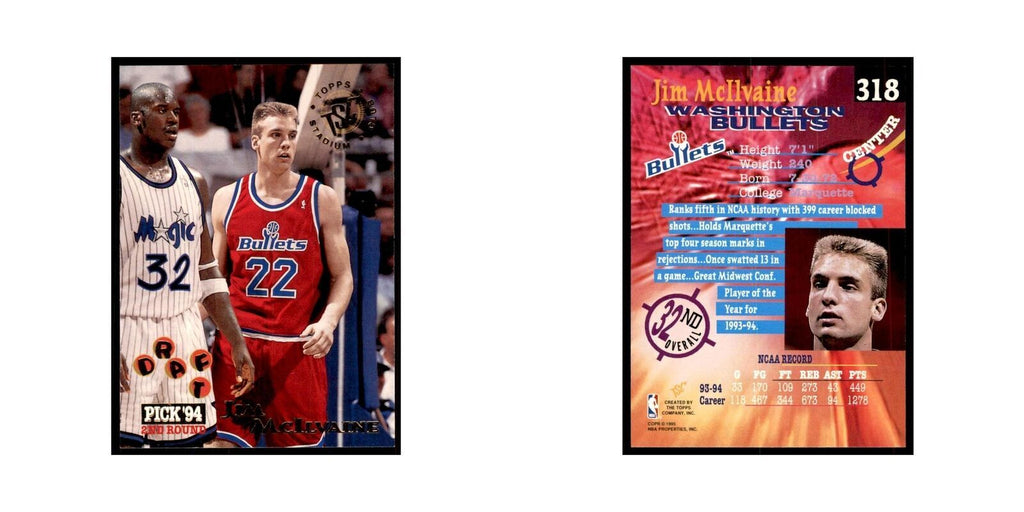 1994 Stadium Club Jim McIlvaine Basketball Cards #318