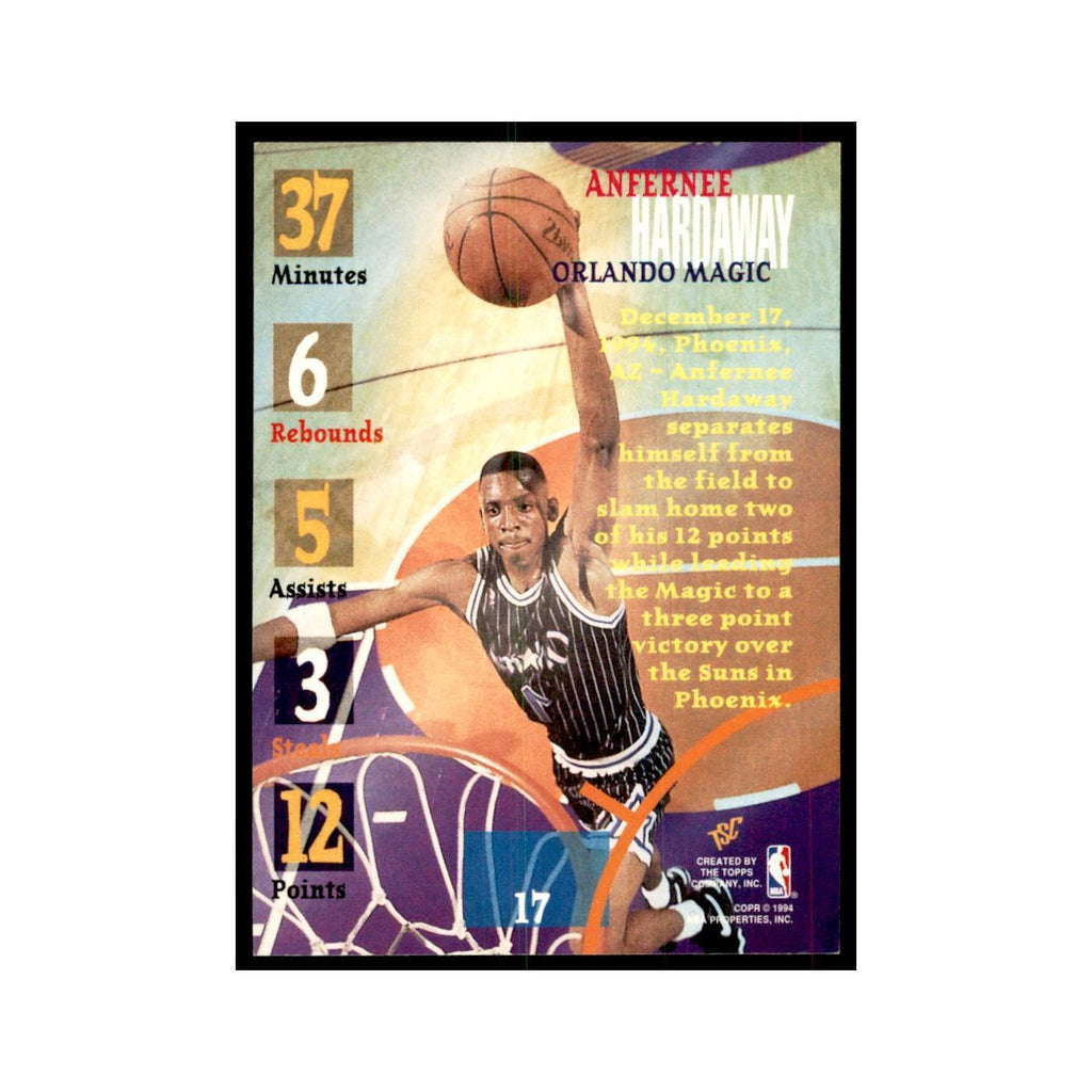 1994 Stadium Club Anfernee Hardaway Basketball Cards #17
