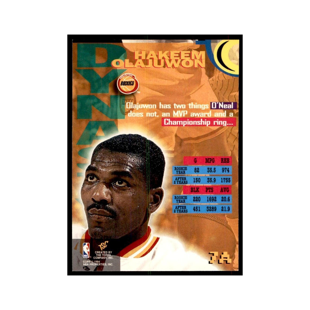 1994 Stadium Club Hakeem Olajuwon Basketball Cards #7A