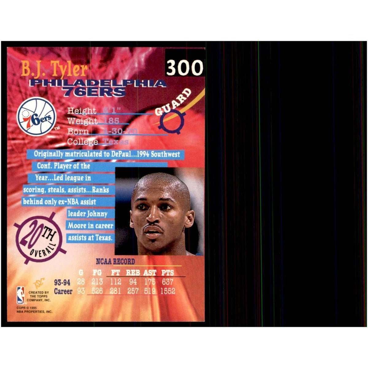 1994 Stadium Club B.J. Tyler Basketball Cards #300