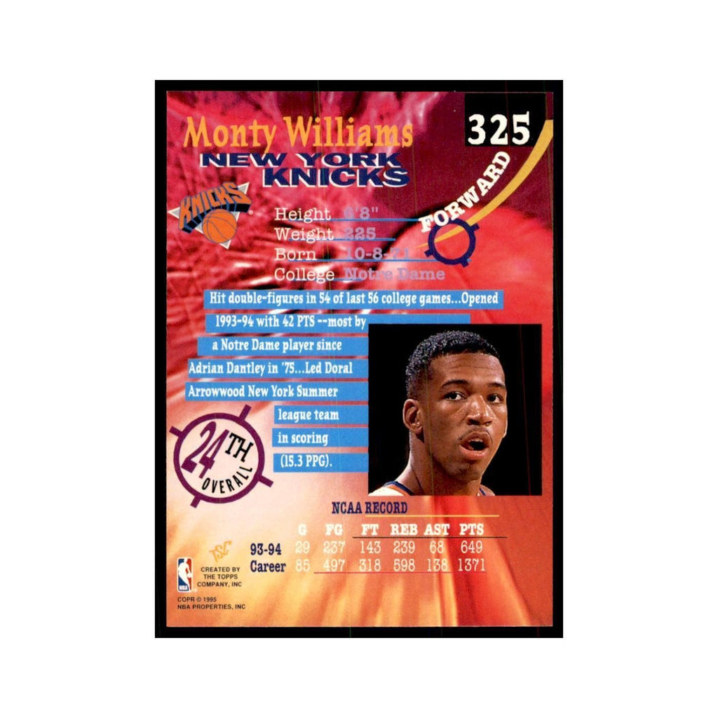 1994 Stadium Club Monty Williams Basketball Cards #325